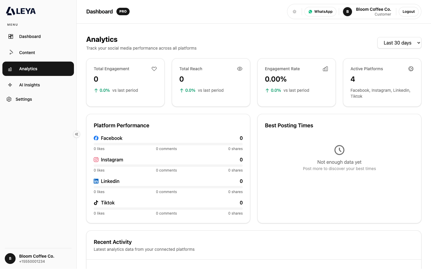 LeyA Analytics screen