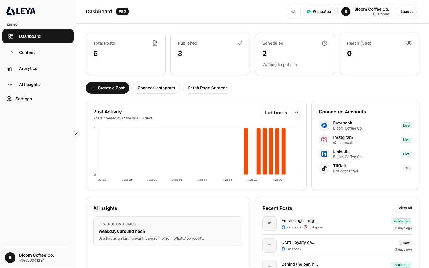 LeyA Overview screen